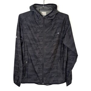 Vuori Men's Camo Full‎ Zip Hooded Lightweight Active Jacket Black Gray